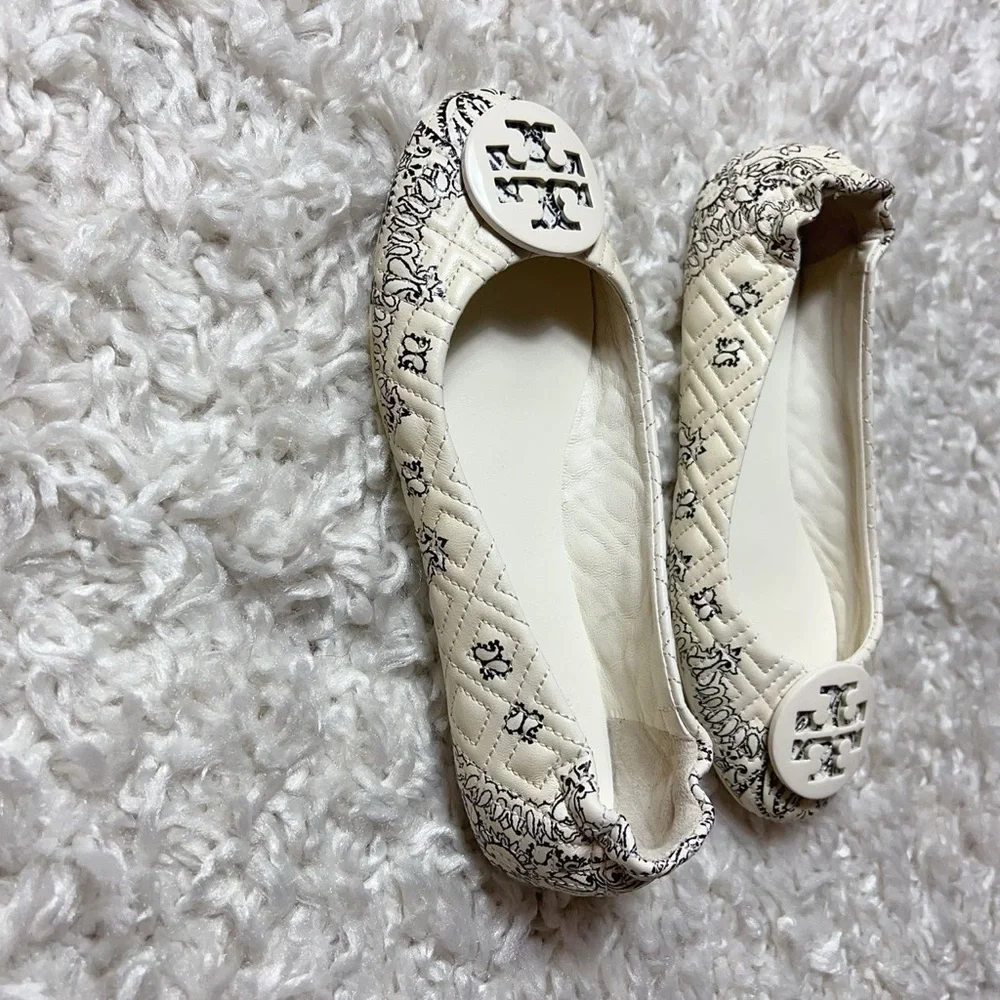 New tory burch Minnie Quilted Travel Ballet Flat Leather Logo